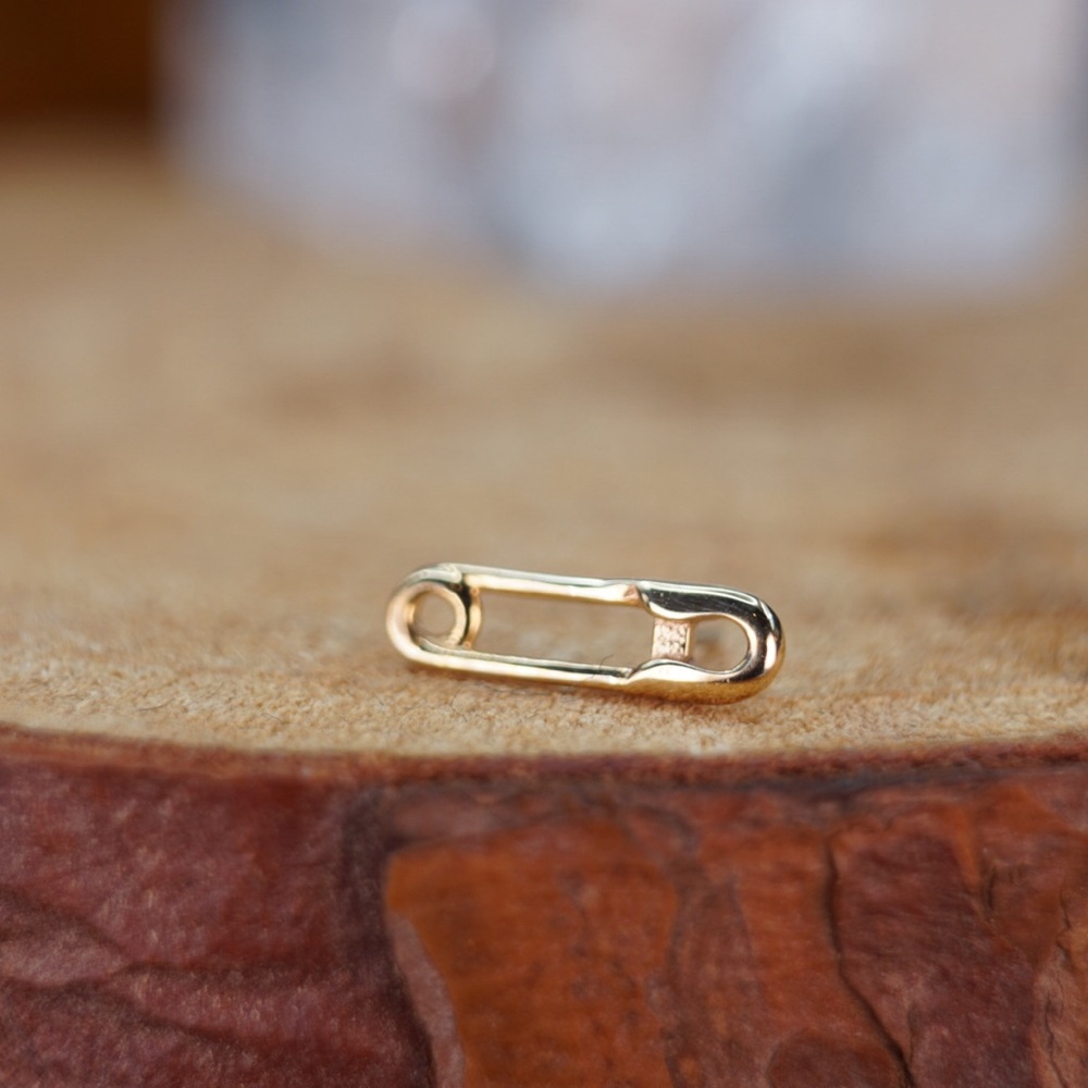 14k solid gold safety pin pressfit end